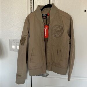 Premium WNBA Indiana Fever Taupe Logo Bomber Jacket Embroidered